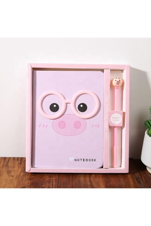 Gojoy Tech & Gifts Sevimli Domuz Defter Kalem Seti - Pembe 